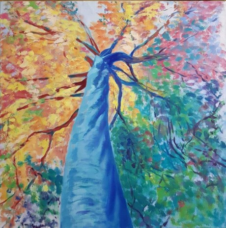 Blue tree, oil on canvas, 65x65cm, 2021