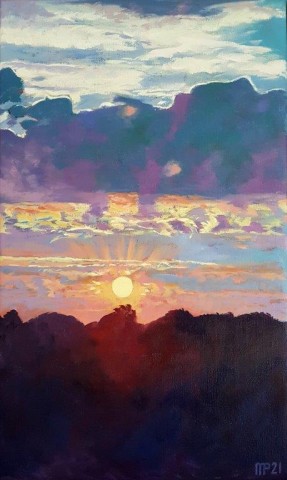 Sunset, olieverf op linnen, 30x50cm, 2021