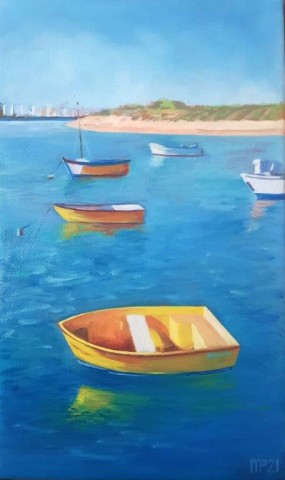 Yellow boat, oil on canvas, 30x50cm, 2021